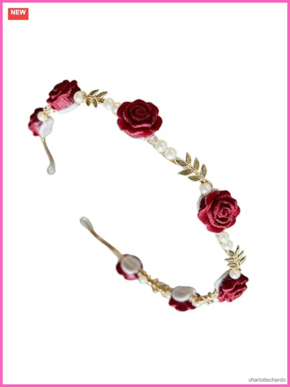 Velvet Rose Pearl Headband Floral Hair Hoop Bridal Wedding Party